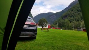 Waking up in a camping in Norway in Øvre Årdal